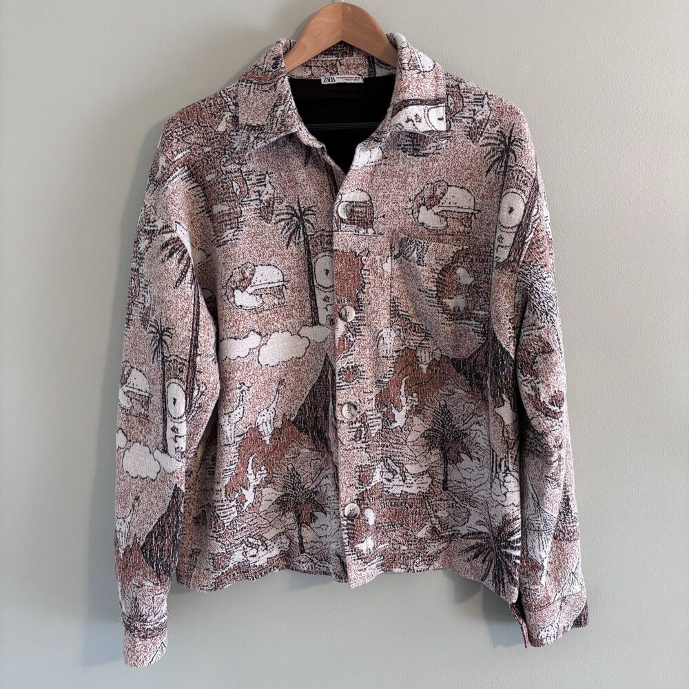 ZARA X Filteks Collab Men's Jacquard Jacket Size S/M Tapestry Streetwear Retro